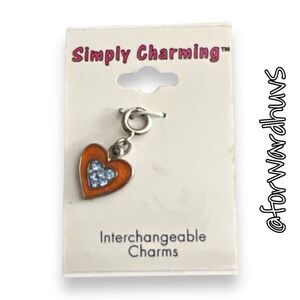 Simply Charming Orange Heart Rhinestone Interchangeable Charm